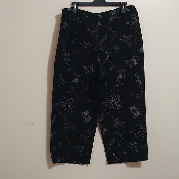 Chicos Design Blend Silk & Linen Cropped Women 3 Pants Novelty Print lognelook - Picture 1 of 16